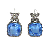 Antique Georgian Silver Blue Glass Paste Floral Earrings