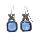 Antique Georgian Silver Blue Glass Paste Floral Earrings