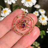 Antique Edwardian 9ct Gold Amethyst Spider Pendant