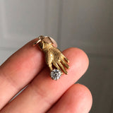 Antique French Gold Metal Paste Hand Charm