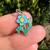 Vintage English Silver Enamel Forget Me Not Charm