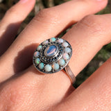 Antique French Art Deco Silver Opal Cocktail Ring