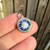 Antique Victorian Silver Blue Star Glass Charm