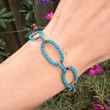 Antique Silver Turquoise Chain Loop Bracelet