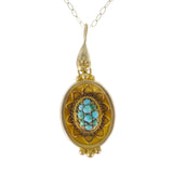 Antique Victorian 15ct Gold Turquoise Snake Pendant Necklace