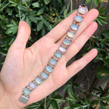 Antique Silver Opaline Glass Panel Bracelet