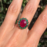 Vintage Gold Emerald & Ruby Solitaire Ring