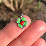 Reserved for M | Antique German Silver Enamel Ladybird Clover Charm