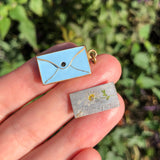 Antique French Enamel 'Je t'aime' Envelope Charm