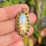 Antique Georgian Cut Steel Hand Painted Vista Pendant