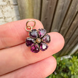 Antique Victorian Gold Rhodolite Garnet Floral Charm