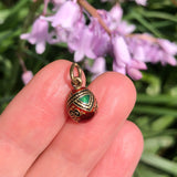 Vintage Russian Silver Red & Green Enamel Miniature Egg Charm