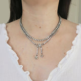 Antique Silver Sparkling Paste Chain Necklace