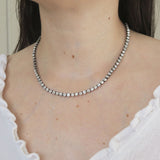 Antique Silver Sparkling Paste Chain Necklace