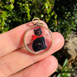 Antique Reverse Carved Glass Lucky Cat Pendant