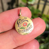 Vintage Portuguese Gold Enamel Floral Dizer Charm