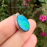 Vintage Silver Opal Doublet Pendant Charm