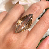 Vintage 1970s 9ct Gold Smokey Quartz Cocktail Ring