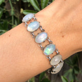 Antique Silver Opaline Glass Panel Bracelet