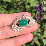 Antique Jugendstil Figural Stork Glass Brooch