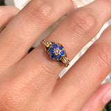 Antique Edwardian 9ct Gold Iolite & Pearl Ring