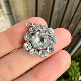 Antique Georgian Silver Black Dot Paste Flower Pendant