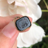 Antique Victorian 'Telle est La Vie' Ship Wax Seal Fob Charm