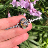Antique Art Deco Silver Foiled Glass Scarab Brooch