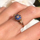 Antique Edwardian 9ct Gold Iolite & Pearl Ring