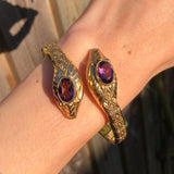 Antique Rolled Gold Purple Glass Andreas Daub Snake Bangle