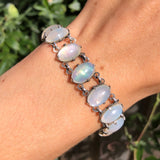 Antique Silver Opaline Glass Panel Bracelet