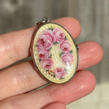 Antique Edwardian Silver Rose Enamel Locket