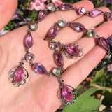 Antique French Victorian Silver Pink Paste Necklace