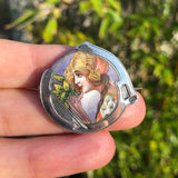 Antique Jugendstil Art Nouveau Silver Enamel Portrait Lady Brooch