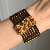 Antique Georgian Woven Pinchbeck Paste Bracelet