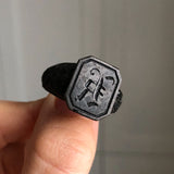 Antique Berlin Iron Monogram Signet Ring