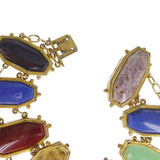 Antique Etruscan Revival Agate & Glass Panel Bracelet