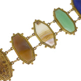 Antique Etruscan Revival Agate & Glass Panel Bracelet