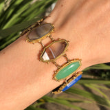 Antique Etruscan Revival Agate & Glass Panel Bracelet