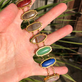Antique Etruscan Revival Agate & Glass Panel Bracelet