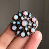 Antique Austro Hungarian Silver Opal Floral Brooch