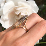 Vintage 1970s 9ct Gold Smokey Quartz Cocktail Ring