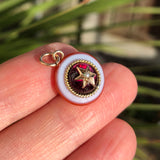 Antique Gold Carbuncle Garnet Agate Star Charm
