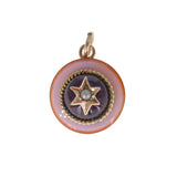 Antique Gold Carbuncle Garnet Agate Star Charm