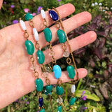 Antique Lucky Bean Glass Charm Sautoir Necklace