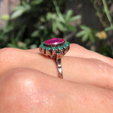Vintage Gold Emerald & Ruby Solitaire Ring