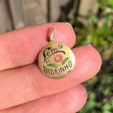 Vintage Portuguese Gold Enamel Floral Dizer Charm