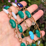 Antique Lucky Bean Glass Charm Sautoir Necklace