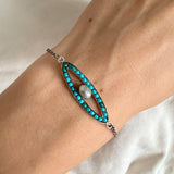 Antique Silver Turquoise Blister Pearl Eye Pendant / Bracelet