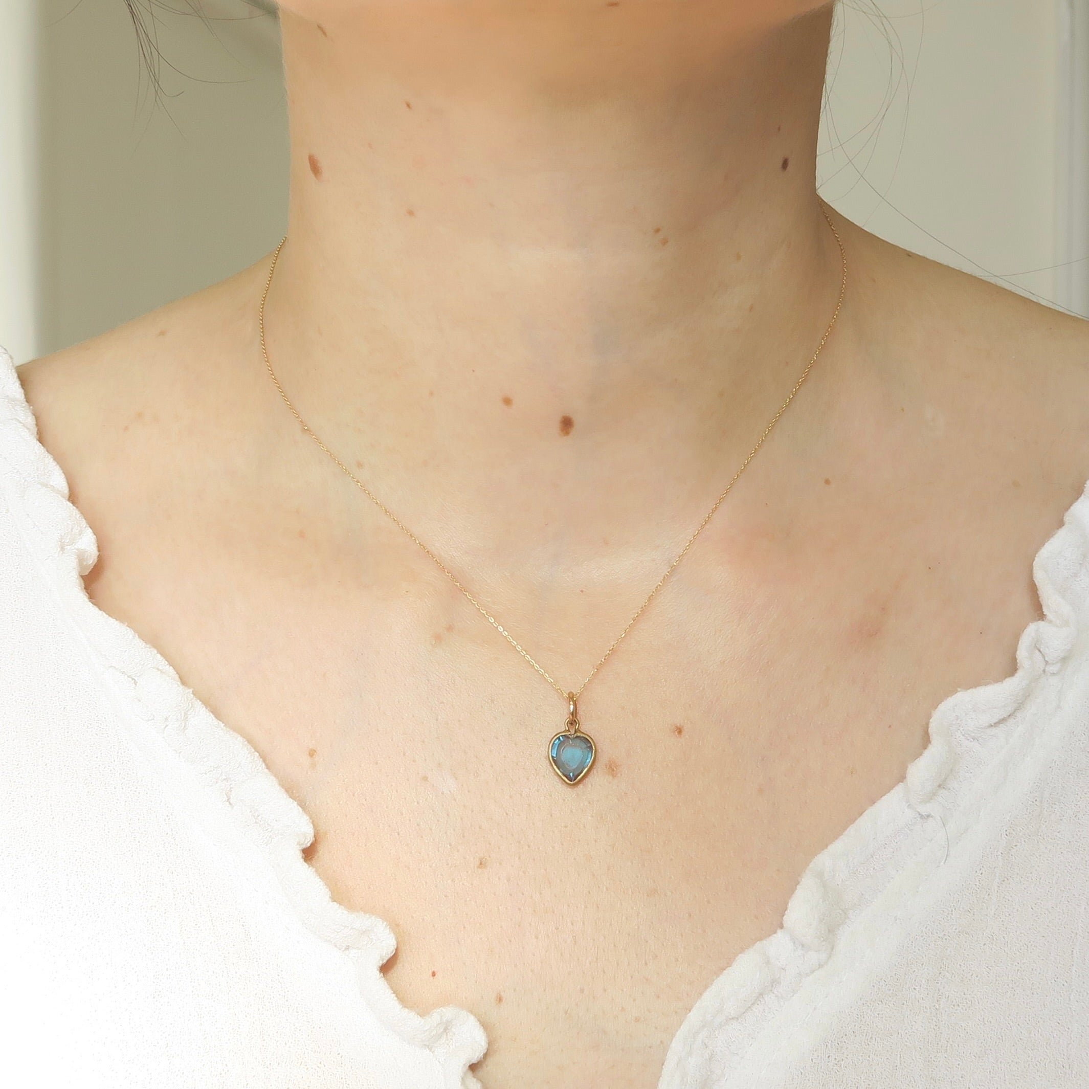 Antique Edwardian Saphiret Glass Heart Charm